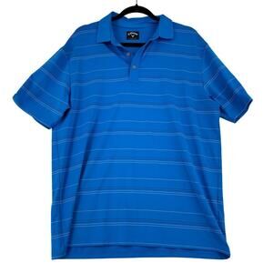 Callaway Golf Polo Shirt Men's Size L Blue Stripe Short Sleeve Stretch Knit